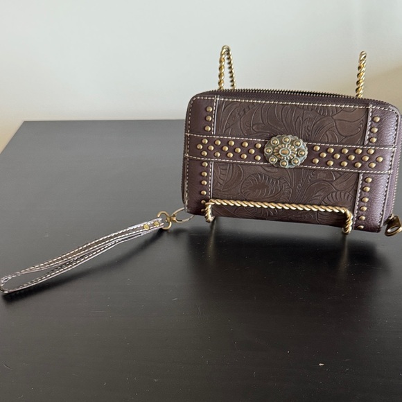 Montana West Handbags - Montana West Brown Studded Women's Wallet with wrist strap